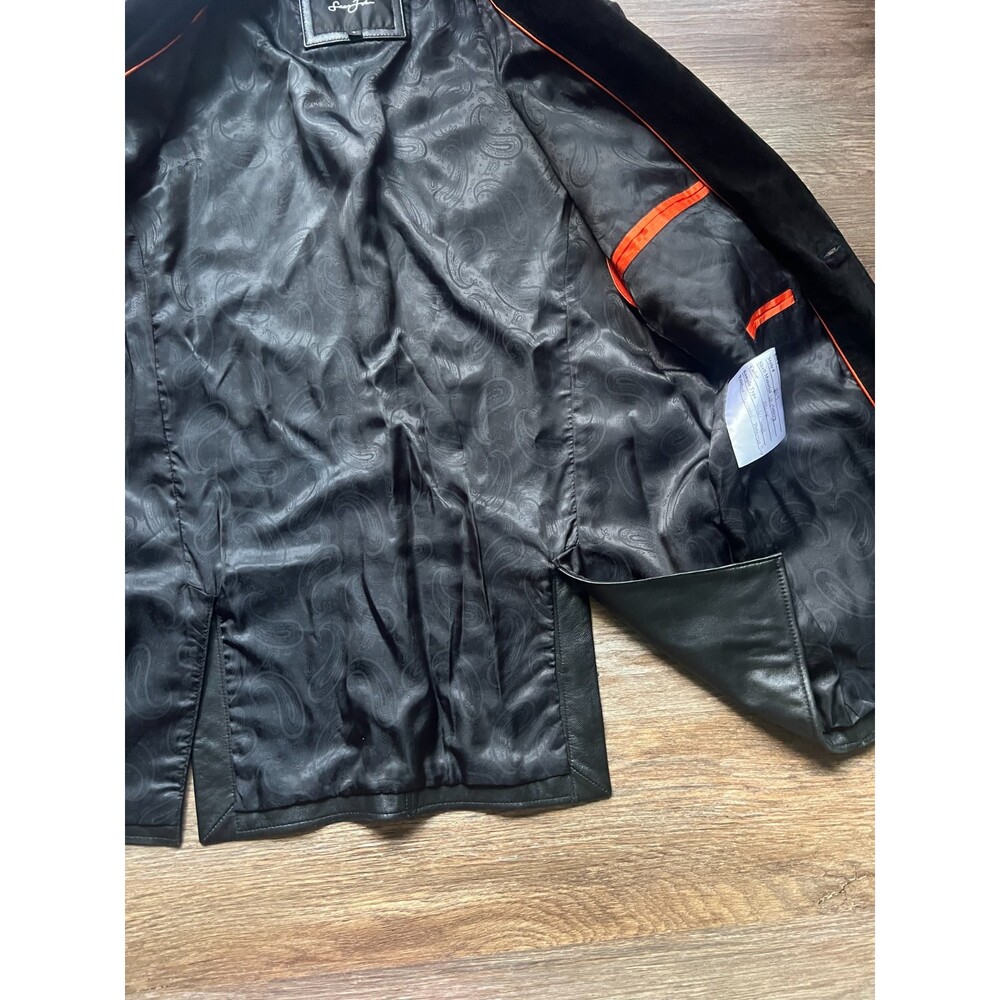 Vintage 4/2008 Lined Sample Sean John Soft Leather Blazer with Suede Lapel - Picture 15 of 16